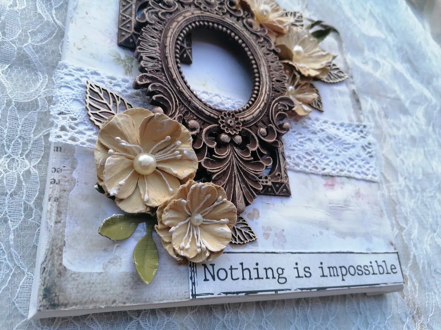 Tablou Handmade, Mixed Media, Nothing Is Impossible, 20 x 20 cm