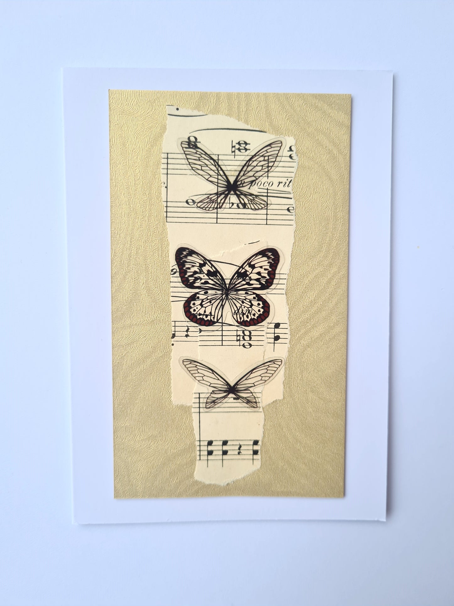 Felicitare Handmade Vintage cu Fluturi, 10 x 15 cm